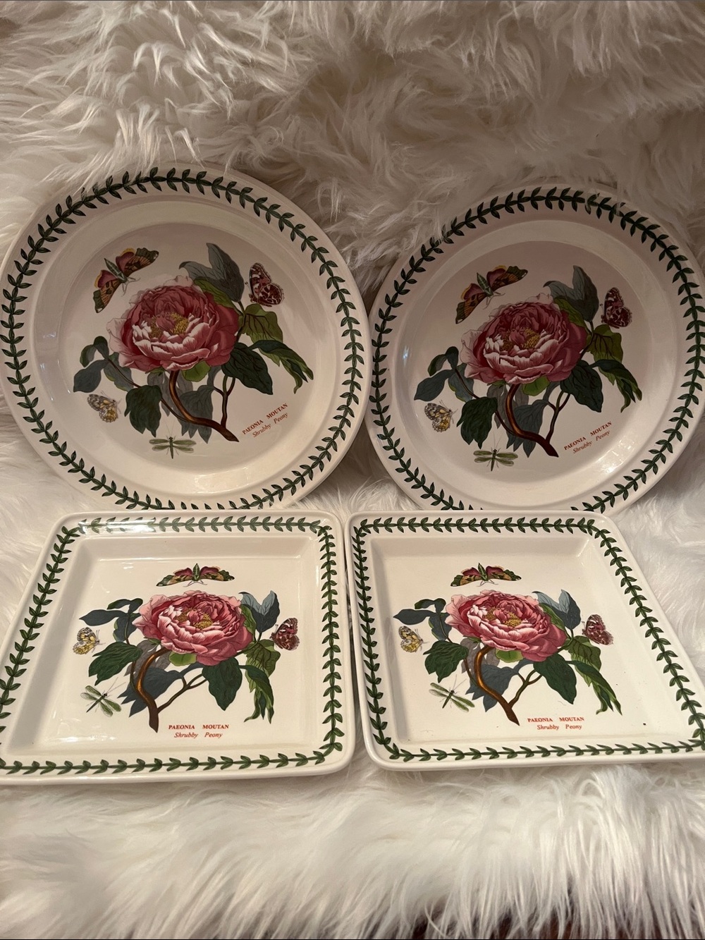 Portmeirion Pink Peony Botanical Dinner and Salad Plate Set